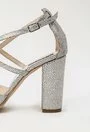 Pantofi argintii din piele naturala intoarsa Yolanda