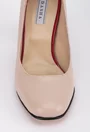 Pantofi bej din piele cu toc gros