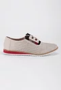 Pantofi bej din piele perforata cu elastic colorat