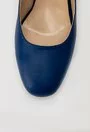 Pantofi bleumarin deschis din piele naturala cu bareta si detaliu