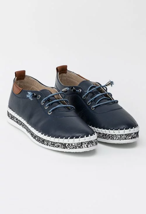 Pantofi bleumarin din piele naturala cu detalii sclipitoare Hiperion