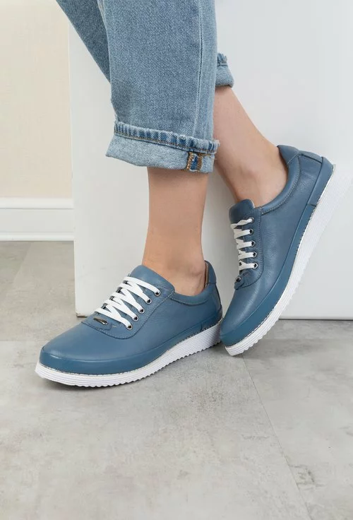 Pantofi casual bleu din piele naturala Adonis