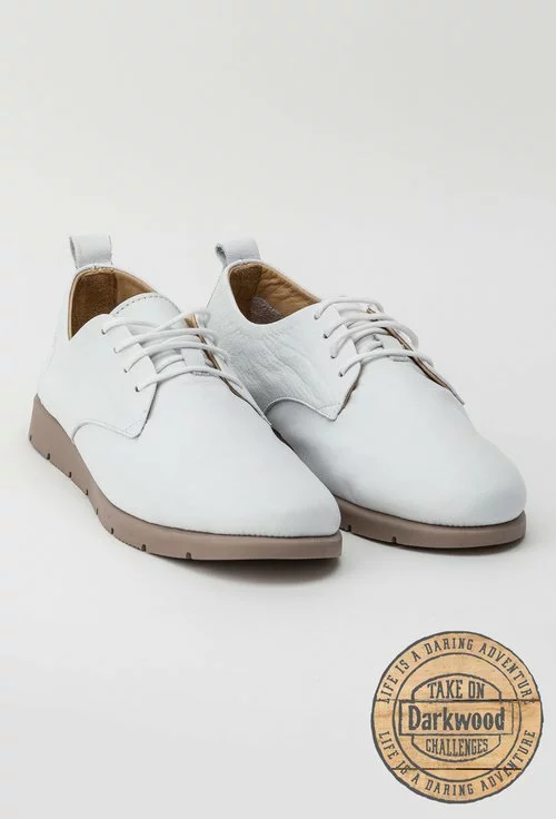 Pantofi casual Darkwood albi din piele naturala Iliana
