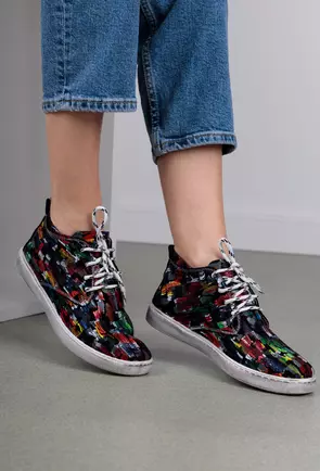 Pantofi casual din piele cu imprimeu multicolor