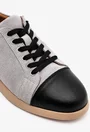 Pantofi casual din piele intoarsa gri cu detaliu negru