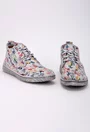 Pantofi casual gri din piele cu detalii colorate