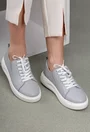 Pantofi casual gri din piele cu siret