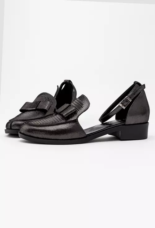 Pantofi casual gri inchis din piele naturala Izara