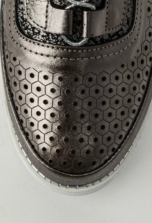 Pantofi casual gri metalizat din piele naturala Max