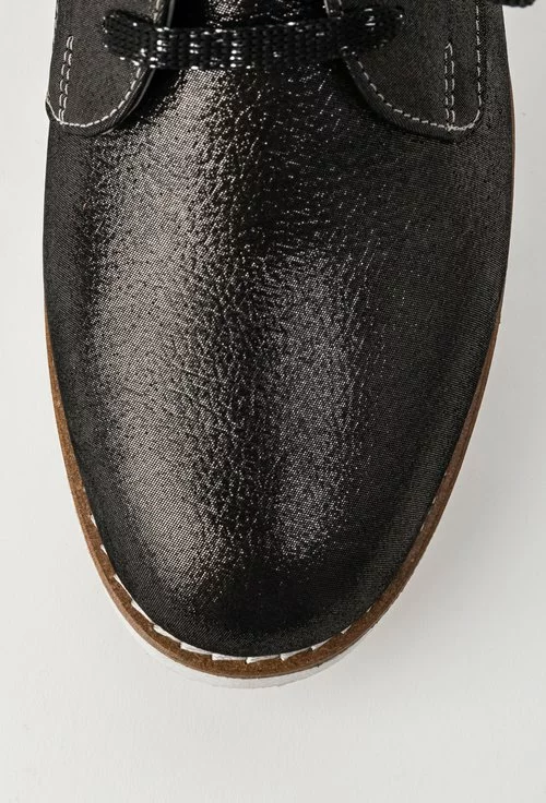 Pantofi casual gri metalizat din piele naturala Rosana