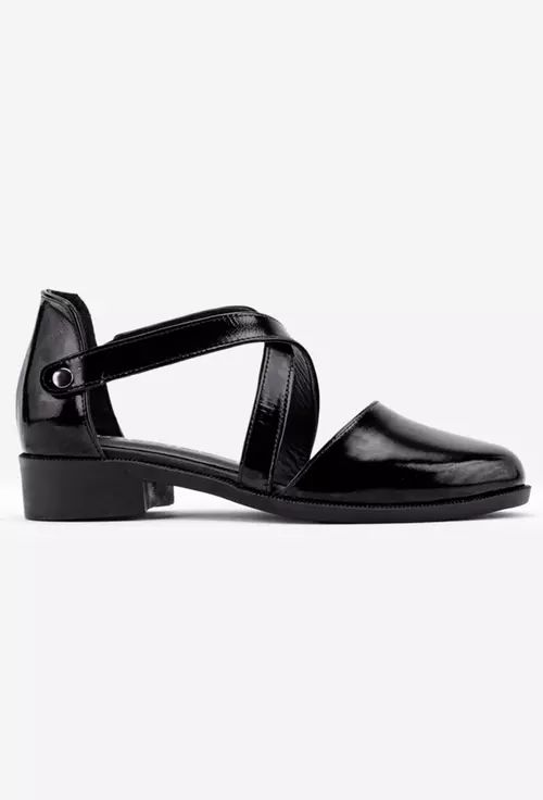 Pantofi casual negri din piele naturala lacuita