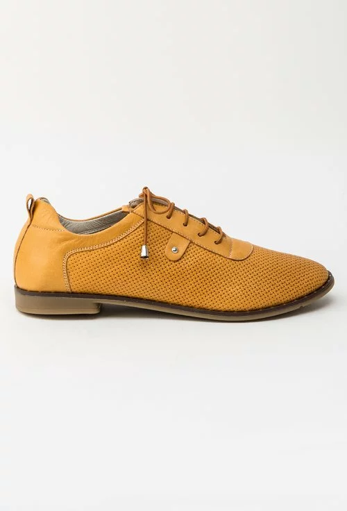 Pantofi casual nuanta galben mustar din piele naturala Ignacia