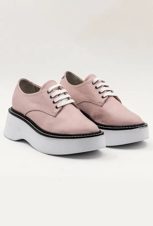 Pantofi casual nuanta roz din piele