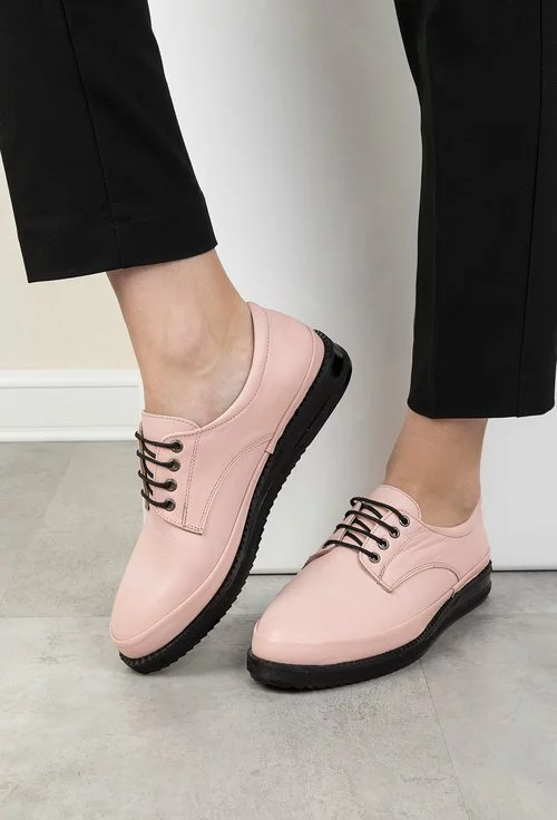 Pantofi casual roz pal din piele naturala Ringo