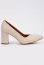Pantofi crem din piele naturala cu toc gros