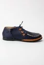 Pantofi casual bleumarin din piele cu detalii maro
