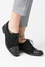 Pantofi dama Oxford negri din piele intoarsa