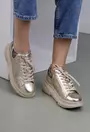 Pantofi din piele aurie cu detalii snake print