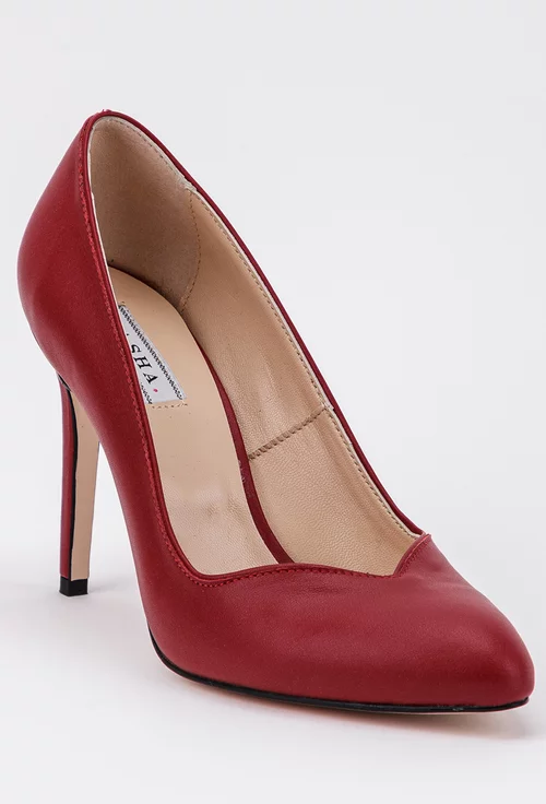 Pantofi din piele in nuanta rosu inchis