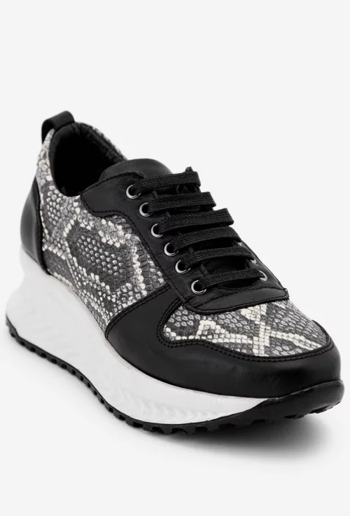 Pantofi din piele model snake print