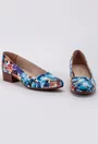 Pantofi din piele naturala cu imprimeu floral multicolor