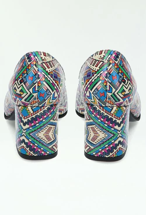 Pantofi din piele naturala cu imprimeu mozaic