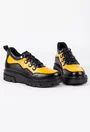 Pantofi din piele naturala in nuante de galben si negru