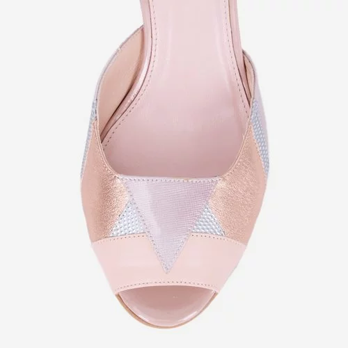 Pantofi din piele naturala roz Reeves