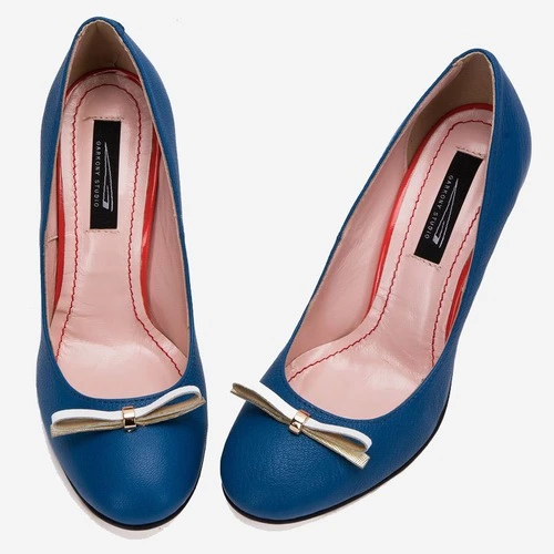 Pantofi din piele naturala albastri Tania