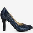 Pantofi din piele naturala cu imprimeu tip piele de reptila albastri cu negru Zeus