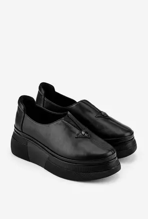 Pantofi din piele neagra cu talpa ortopedica