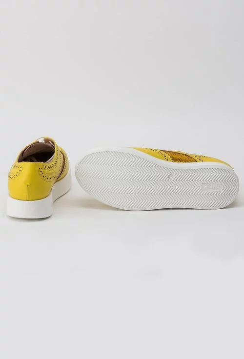 Pantofi galben cu auriu din piele naturala Larra
