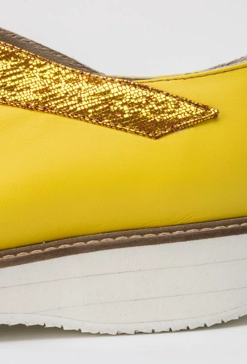 Pantofi galben cu auriu din piele naturala Soraia