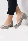 Pantofi gri cu argintiu din piele naturala Daria
