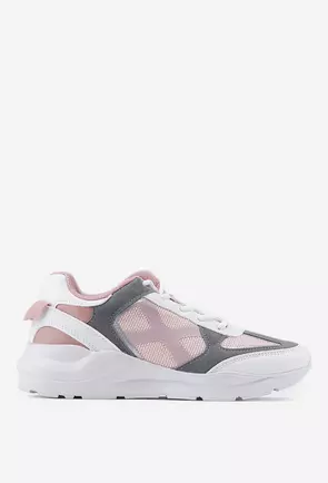 Pantofi MillieCo albi cu roz si gri din material textil