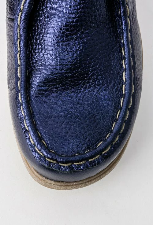 Pantofi navy metalizat din piele naturala Verro