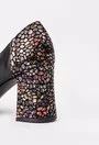 Pantofi negri cu imprimeu floral colorat din piele naturala Iarina