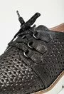 Pantofi negri din piele naturala cu model perforat Flower