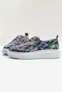 Pantofi nuanta bleu din piele naturala cu detalii multicolore