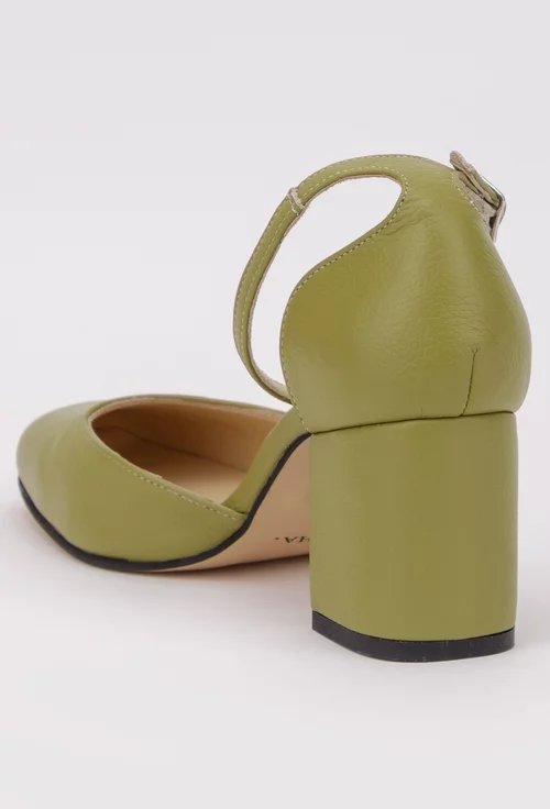 Pantofi nuanta verde din piele naturala