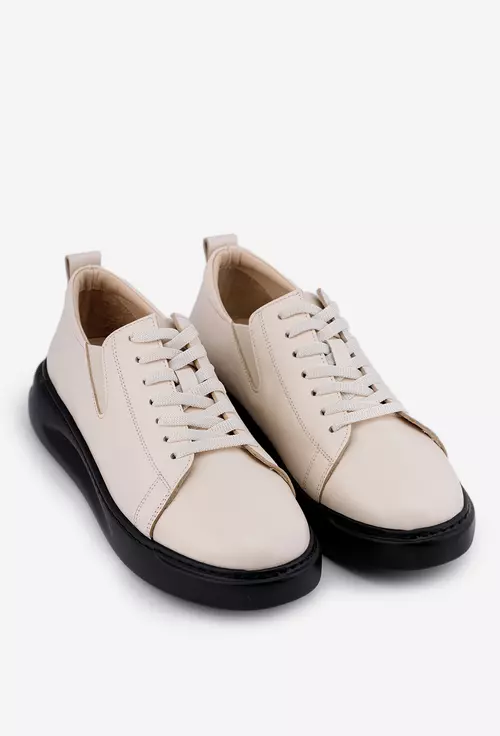 Pantofi nude din piele cu siret