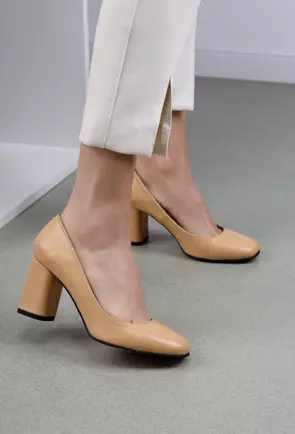 Pantofi office bej din piele naturala