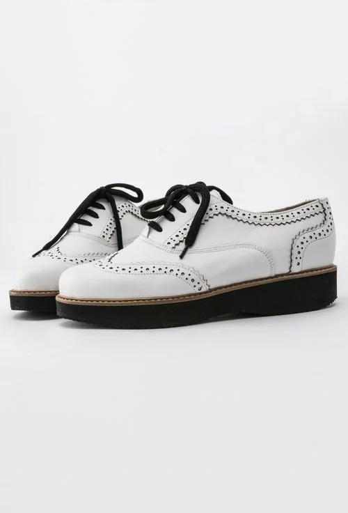 Pantofi Oxford alb natur din piele naturala Iasmina