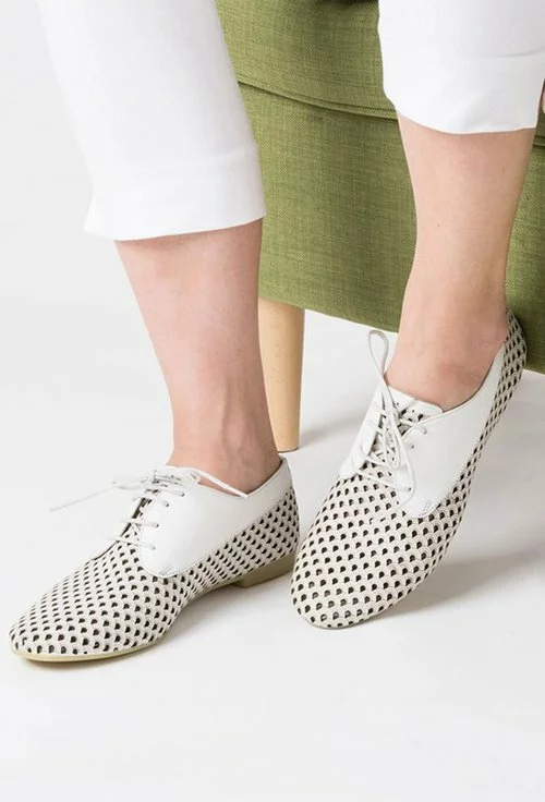 Pantofi Oxford albi din piele naturala Prudence