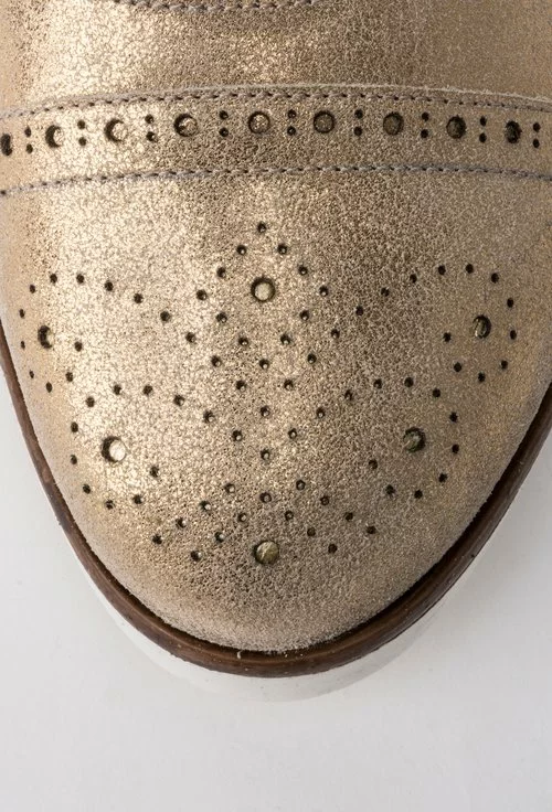 Pantofi Oxford aurii din piele naturala Mona