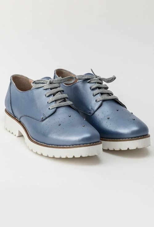 Pantofi Oxford bleu sidefat din piele naturala Malini