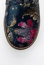 Pantofi Oxford bleumarin cu imprimeu floral multicolor din piele naturala Carmen