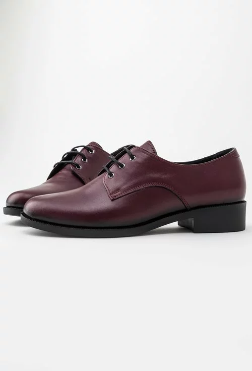 Pantofi Oxford burgundy din piele naturala Juliana