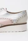 Pantofi Oxford crem cu roz si argintiu din piele naturala Ailyn