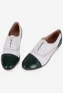 Pantofi Oxford din piele naturala crem cu verde Agatha
